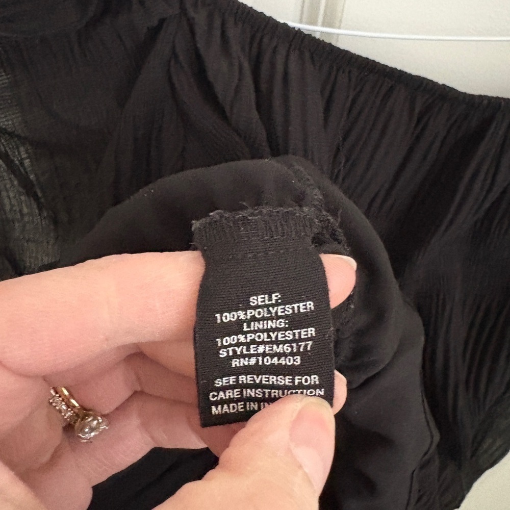 E&M Ruffle Sheer Whimsigoth Smocked Black Blouse Women’s Large Harry Styles Core - Picture 5 of 5
